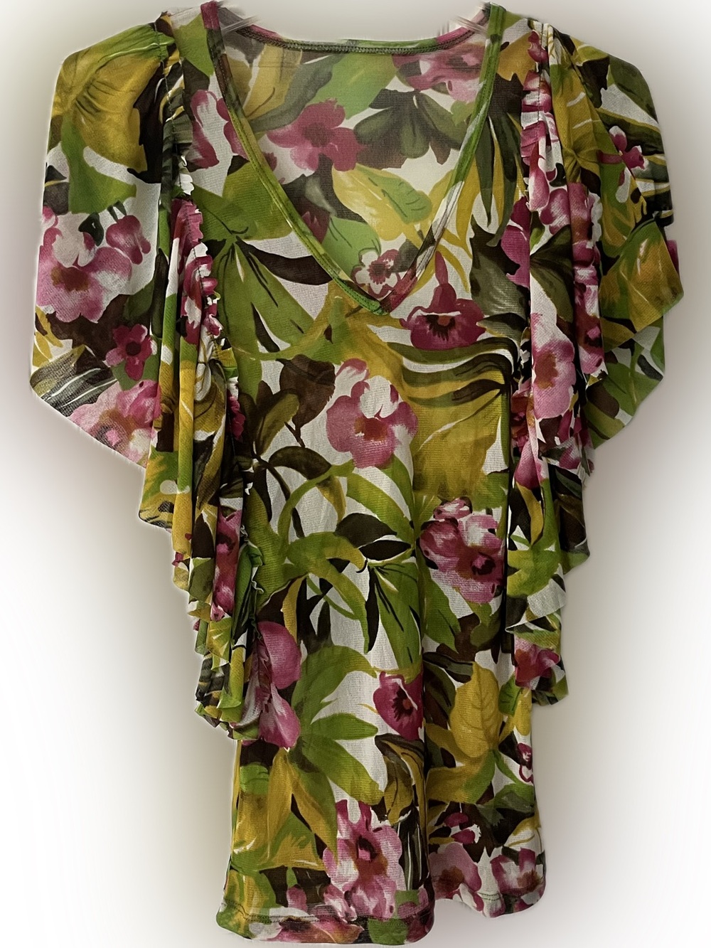 Floral V-Neck Ruffle Sleeve Top - Gorgeous!